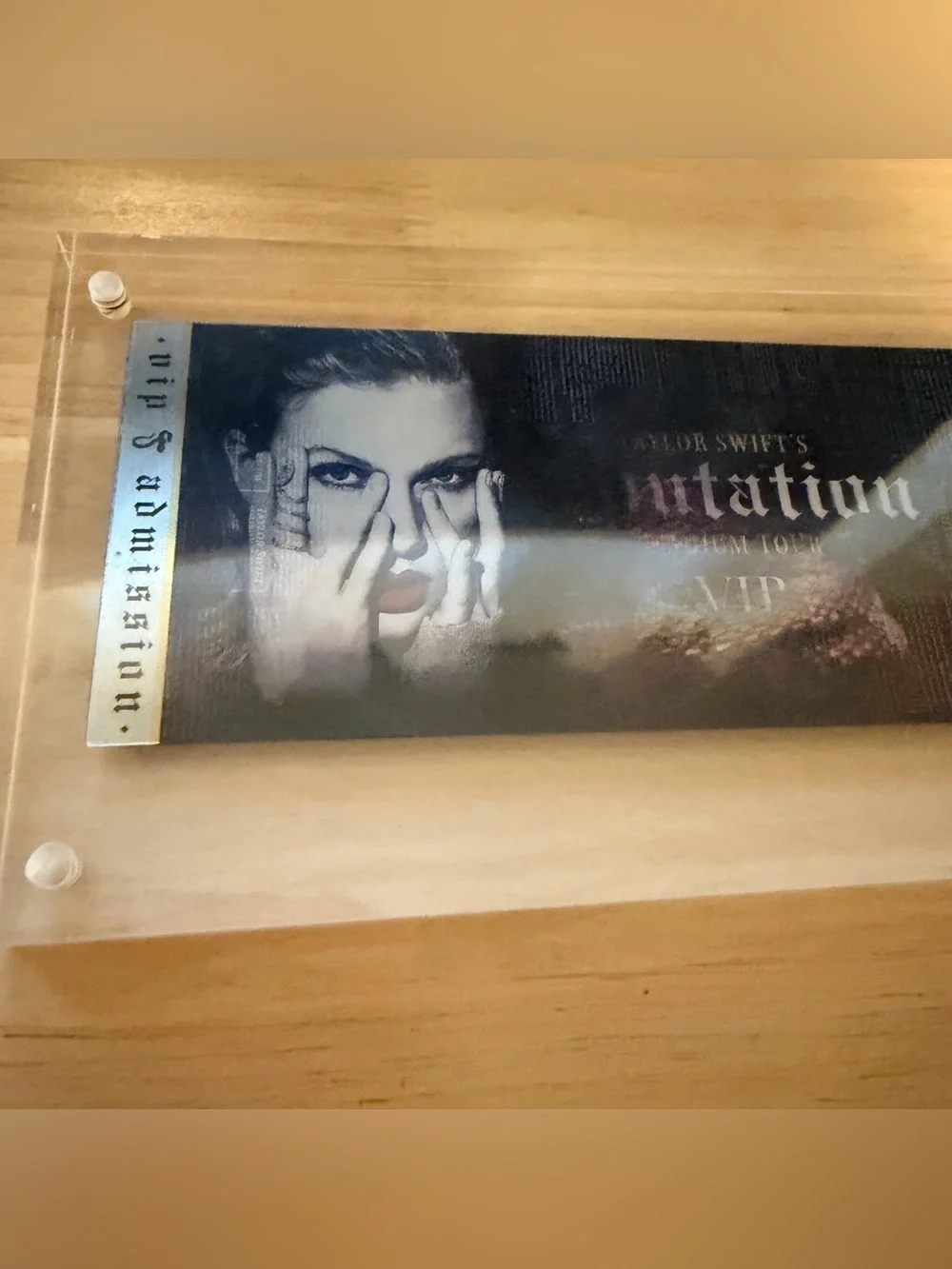 Taylor Swift Reputation Stadium Tour VIP Commemorative Holographic Ticket